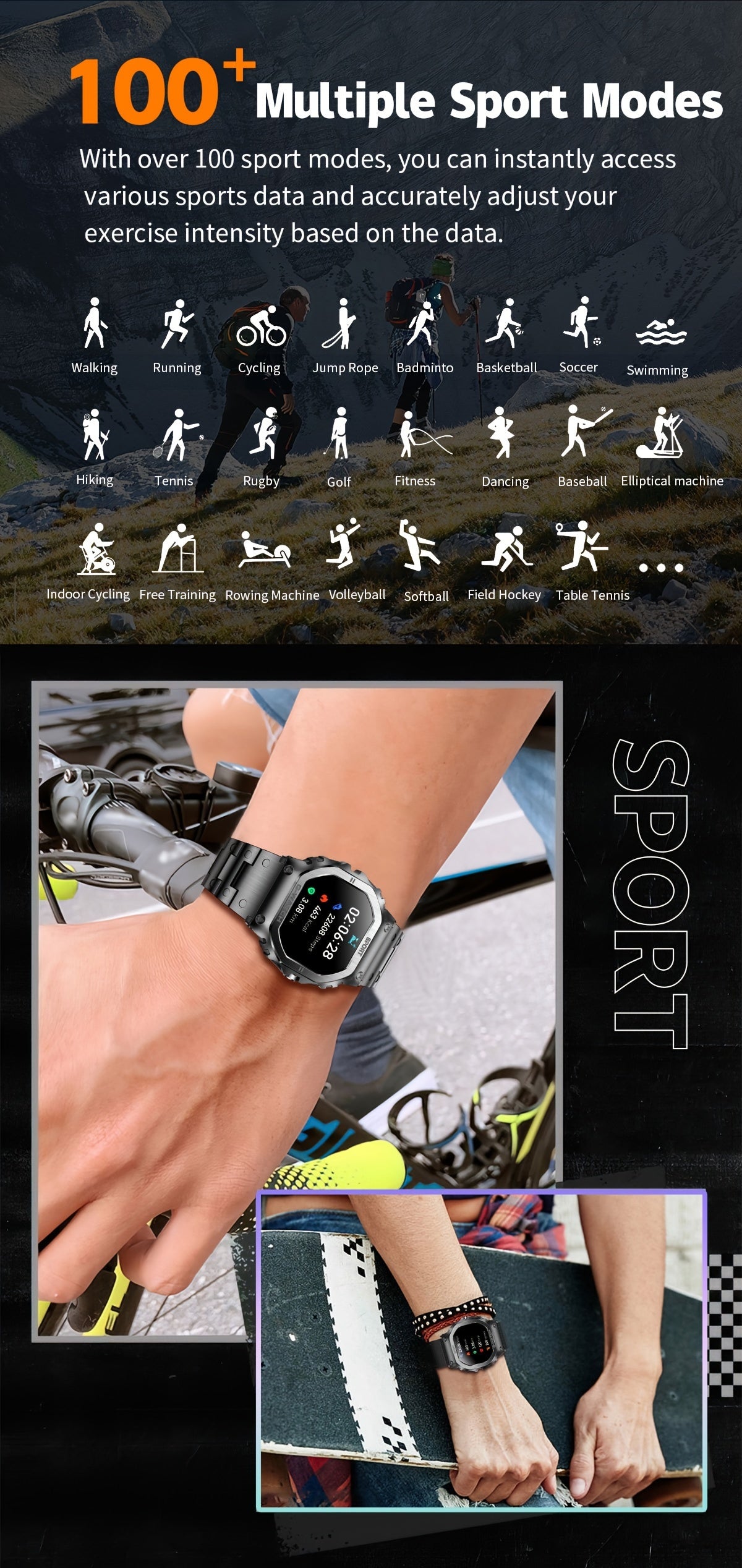 ساعة ذكية جديدة للرجال مقاس 1.57 بوصة رياضية خارجية مع إمكانية الرد على المكالمات/إجرائها متوافقة مع هواتف iPhone وAndroid طراز G-SHOCK