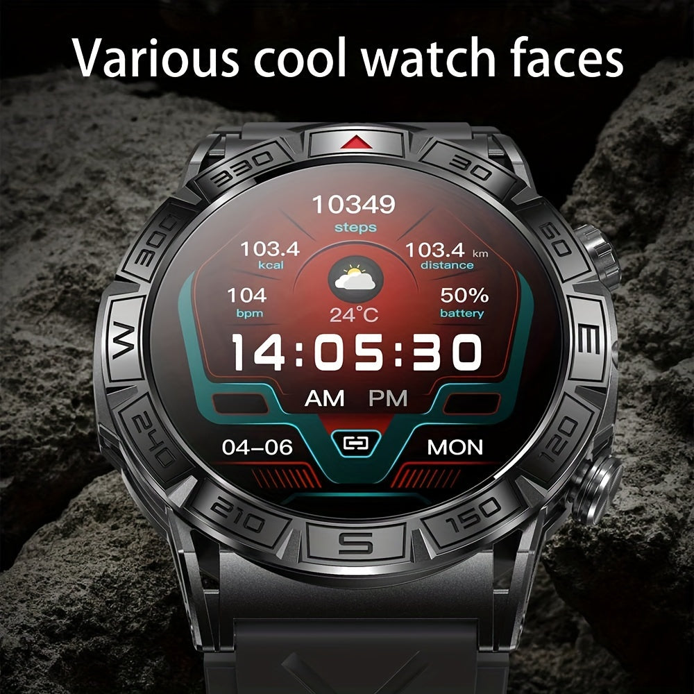 2024 New Outdoor Sport Smart Watch Men Women 1.43" AMOLED 450mAh Battery Wireless Calls SMS Notification Monitoring GPS Track+Altitude+Barometric Pressure+Compass+Flashlight Smart Watches For Android Iphone