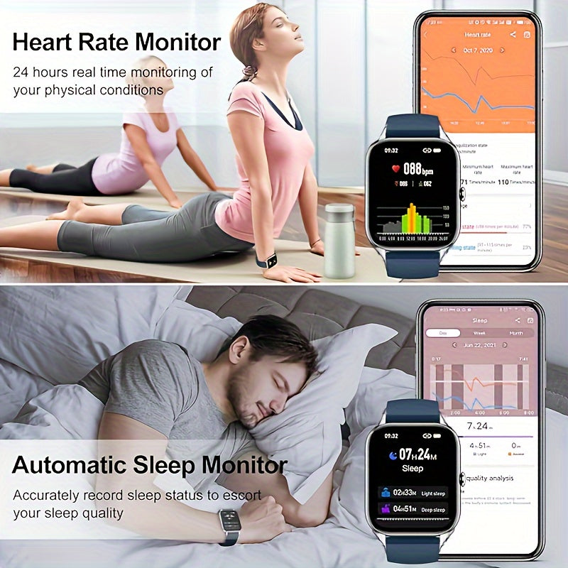 1.85" OLED Full-Touch Alloy Case Smart Watches For Man And Woman 110+ Sport Modes Fitness Watch With Sleep Monitor, Pedometer, Message/call Wireless Devices Wearable Tracker For IOS Android