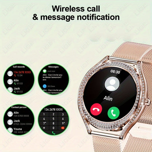 Smart Watch (Answer/Make Call), 128"AMOLED High-definition Color Screen, IP67 Waterproof/ Calculator/ Engineering Test Mode & Shipping Mode/Do Not Disturb Mode/Battery Saver Mode Fitness Watches for Women & Men