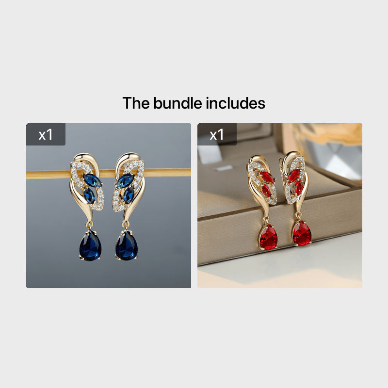 أقراط أنجول المتدلية على شكل زهرة رومانسية للنساء - تصميم زهري ذهبي اللون مع أحجار كريمة صناعية حمراء وشفافة، هدايا أنيقة للحفلات اليومية