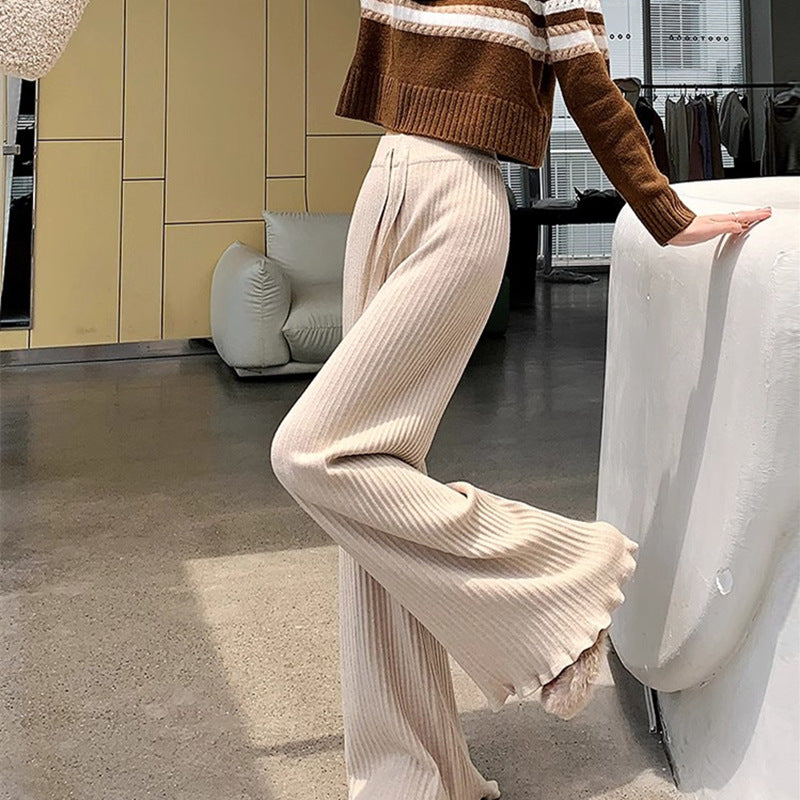 Women's Loose, Laid-back Flared Pants With Ruffled Hems