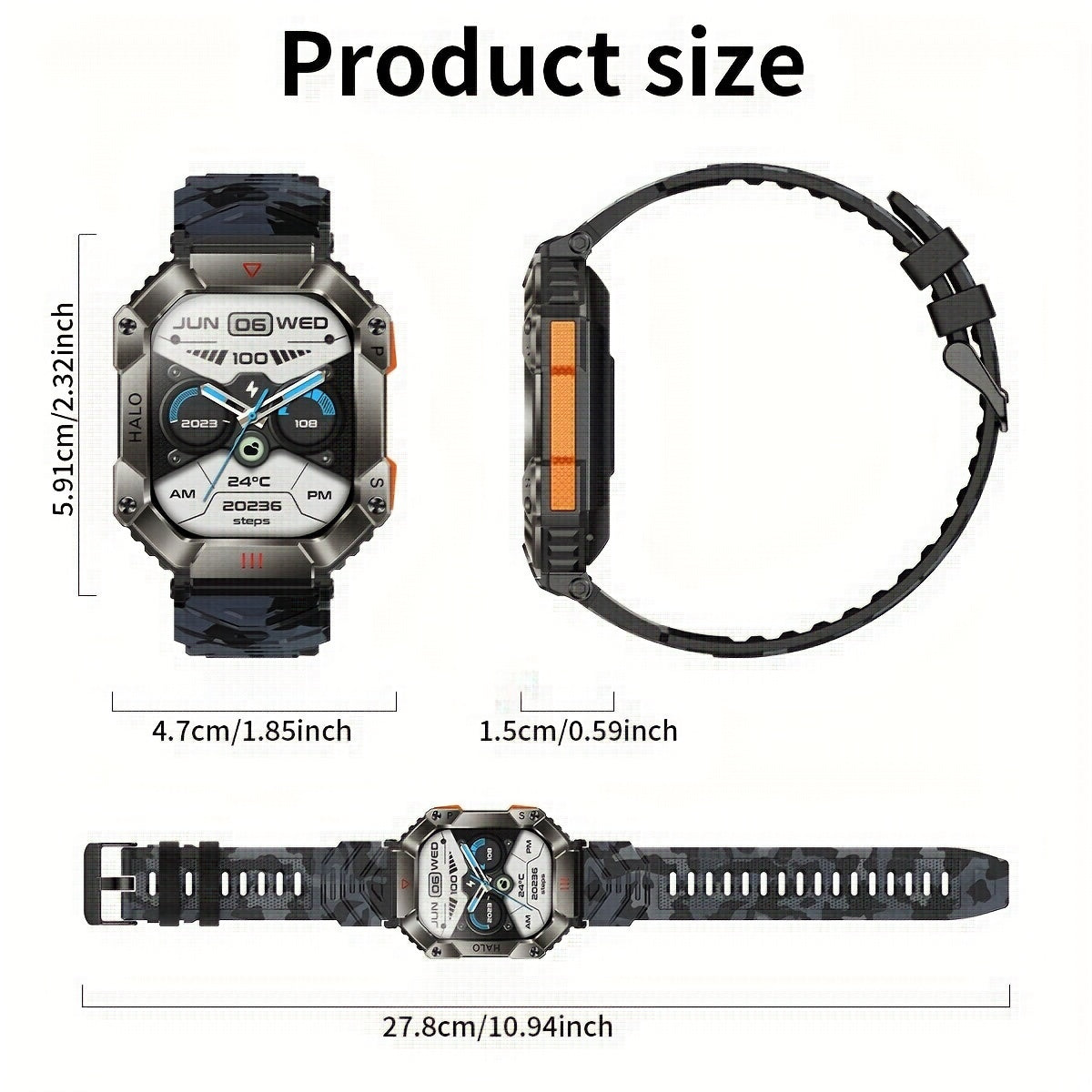 Smart Watch (Answer/Make Call), 2.0 Inch 100+Sport Modes/Altitude Pressure Compass/GPS Track Watch MAC Address Viewing, Watches For Android & Iphone. Fitness Watch For Women/Men