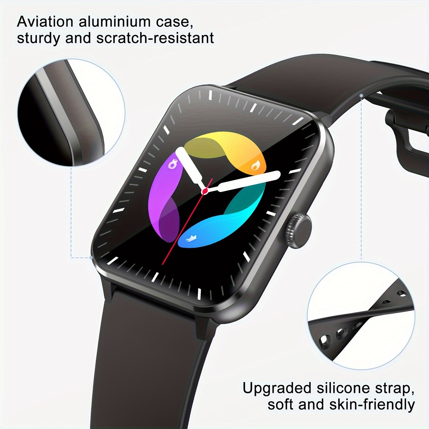 Smart Watch (Answer/Make Call), 1.85" Smart Watches for Men Women Waterproof, 100+ Sport Modes, Fitness Activity Tracker, Health Sleep Monitor, Pedometer, Smartwatch for Android iOS