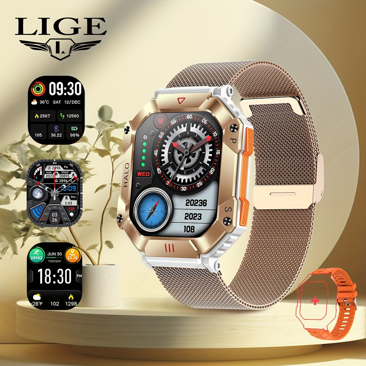 Smart Watch (Answer/Make Call), 2.0 Inch 100+Sport Modes/Altitude Pressure Compass/GPS Track Watch MAC Address Viewing, Watches For Android & Iphone. Fitness Watch For Women/Men