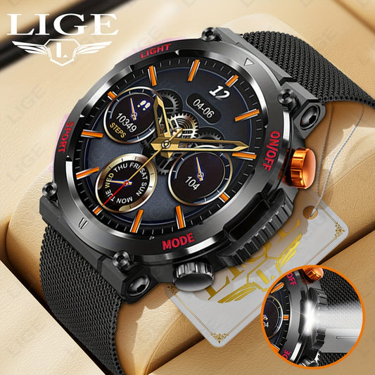 LIGE Smart Watch With 1.46" IPS High-definition Full Touch Screen/LED Lights/IP67 Waterproof/Customized Dials/Data/sports/sports Records/weather/information Reminders, Multi-functional Watches For Android And IPhone, Exquisit