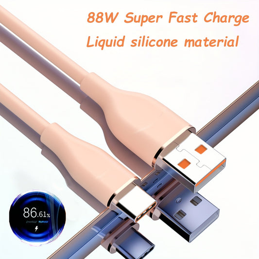 [Super Fast Charging Cable] GICOOK 88W Super Fast Charging Cable - Soft Silicone, Durable, Flexible, High-Speed Typc to USB-C Charger Cord for Android Phones, Compatible with Honor, Xiaomi, Huawei Mate60 Pro