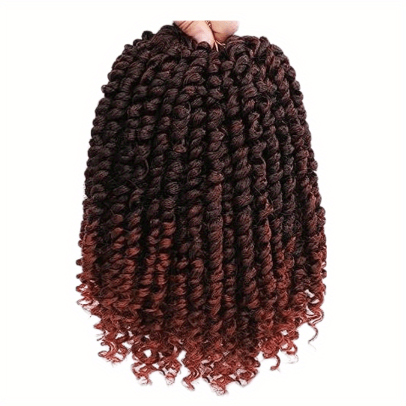 YOROSTAR 8 Inch Pre-Twisted Synthetic Soft Crochet Hair Extensions - 8 Packs, Low Temperature Fiber, Pre-Looped Passion Twist Curly with 6 Inch Hair, Crochet Needle & Hair Rings Gift for Black Women