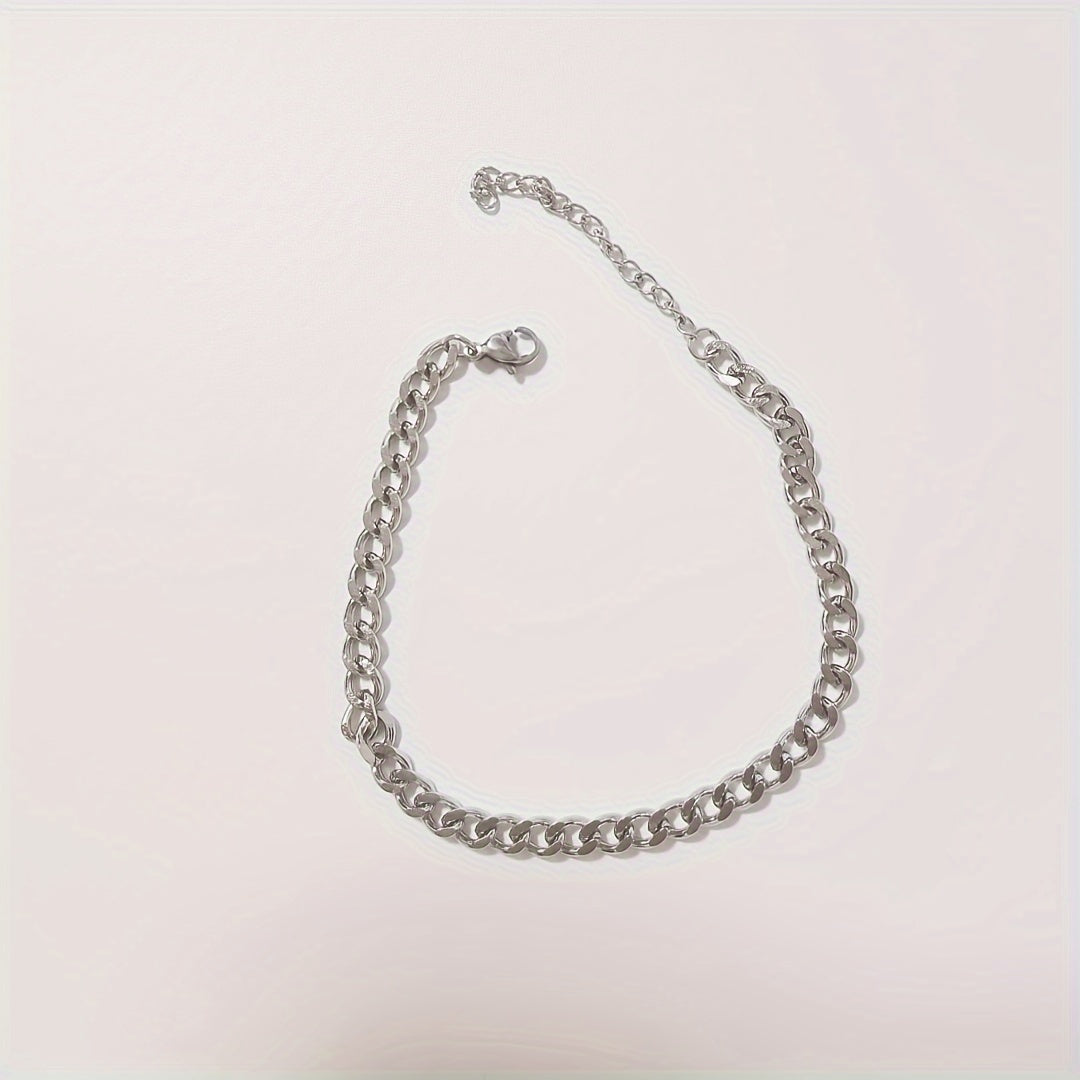 3-7mm Chunky Miami Curb Chain Stainless Steel Bracelet For Men Women Cuban Link Chain Wristband Classic Punk Heavy Jewelry