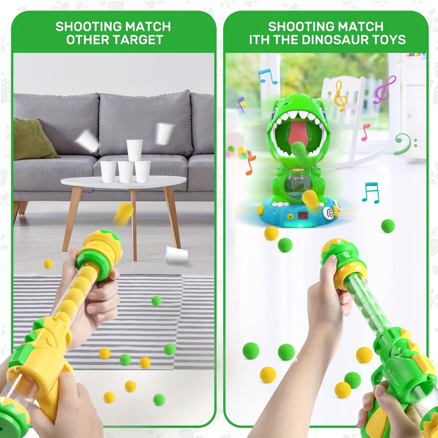 EagleStone Movable Dinosaur Toys For Kids 5-7, Spaying & Auto Scoring, Dino Shooting Target Game With 2 Pump Guns, 48 Foam Balls, Sound, Fun Gift For Boys & Girls, Party Favor