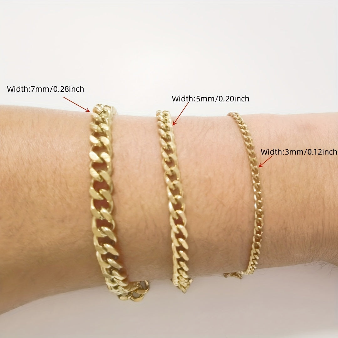 3-7mm Chunky Miami Curb Chain Stainless Steel Bracelet For Men Women Cuban Link Chain Wristband Classic Punk Heavy Jewelry