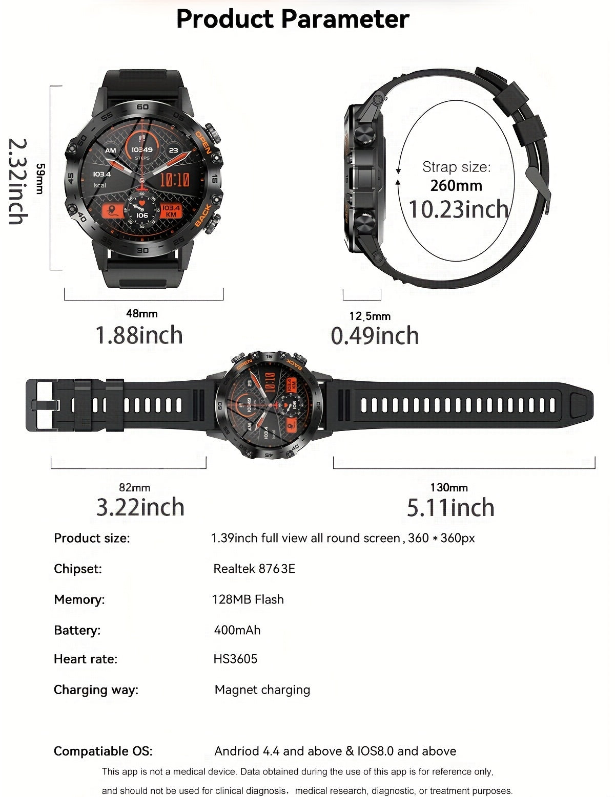 LIGE HD Smart Watch - Stylish Wrist Watches for Women Men with Wireless Call, 1.39" High-Definition Display, Multi-Sports Modes, Information Alerts, Sedentary Reminders, Music Control, Sports Pedometer, and Heart Rate Monitor