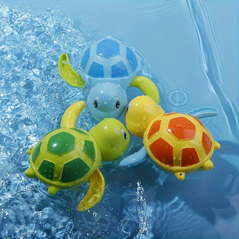 3pcs Wind-Up Swimming Turtle Bath Toys for Kids - Durable Plastic, Ideal for Infants & Toddlers 1-5 Years - Perfect Gift for Christmas, Halloween, Thanksgiving