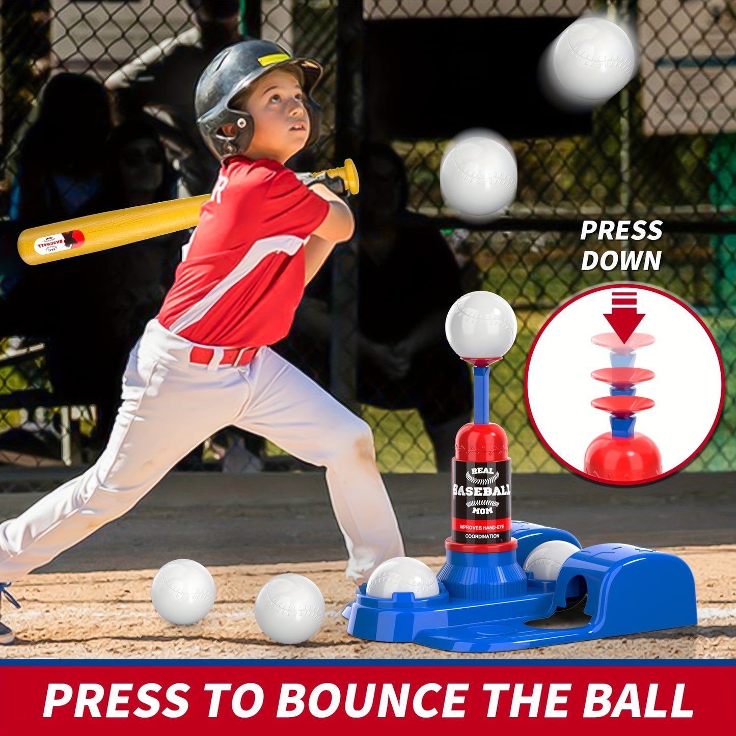 T Ball Set Toys For Kids 3-5 5-8, Kids Baseball Tee For Boys Includes 6 Balls, Auto Ball Launcher, Outdoor Outside Sports T Ball Set Toys Gifts For 3 4 5 6 Year Old Boys Kids Halloween Christmas gift