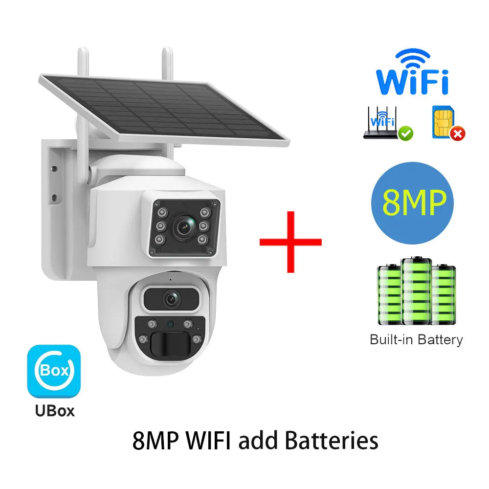 INQMEGA 8MP 4K Solar Wirelesss IP Camera With Battery Outdoor HD 4MP Dual Lens WiFi IP Camara Solar Panel CCTV Security Factroy