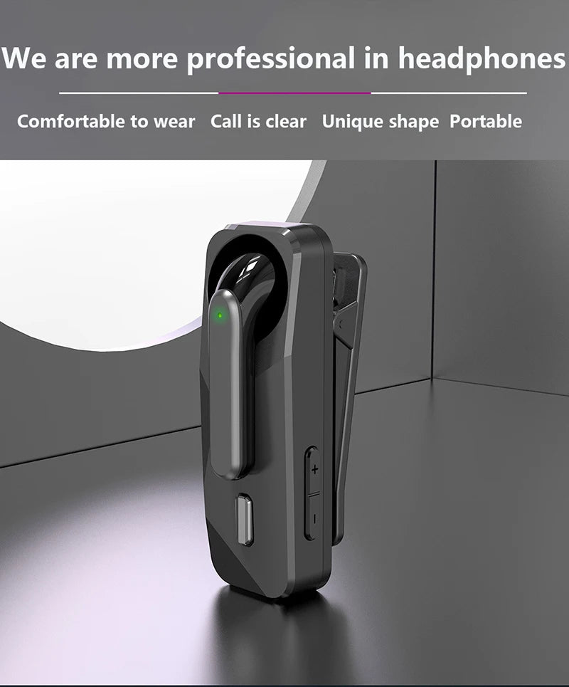 Bluetooth 5.1 Wireless Headset Business Earphone With HD Mic Handsfree Call Vibration Reminder Ear-Hook Sports Driving Headphone