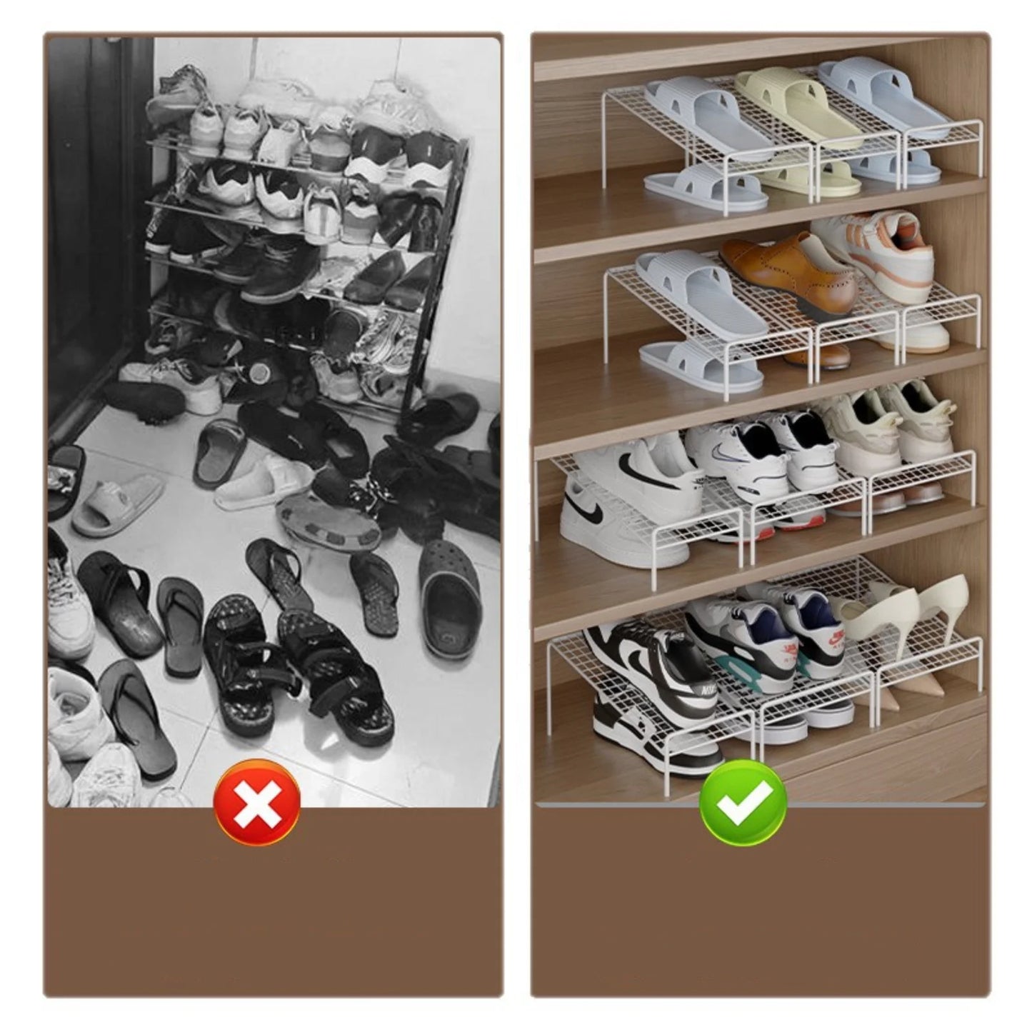 Household Shoe Cabinet Storage Artifact Space-Saving Folding Shoe Rack Layered Partition Simple Double-Layer Shoe Rack