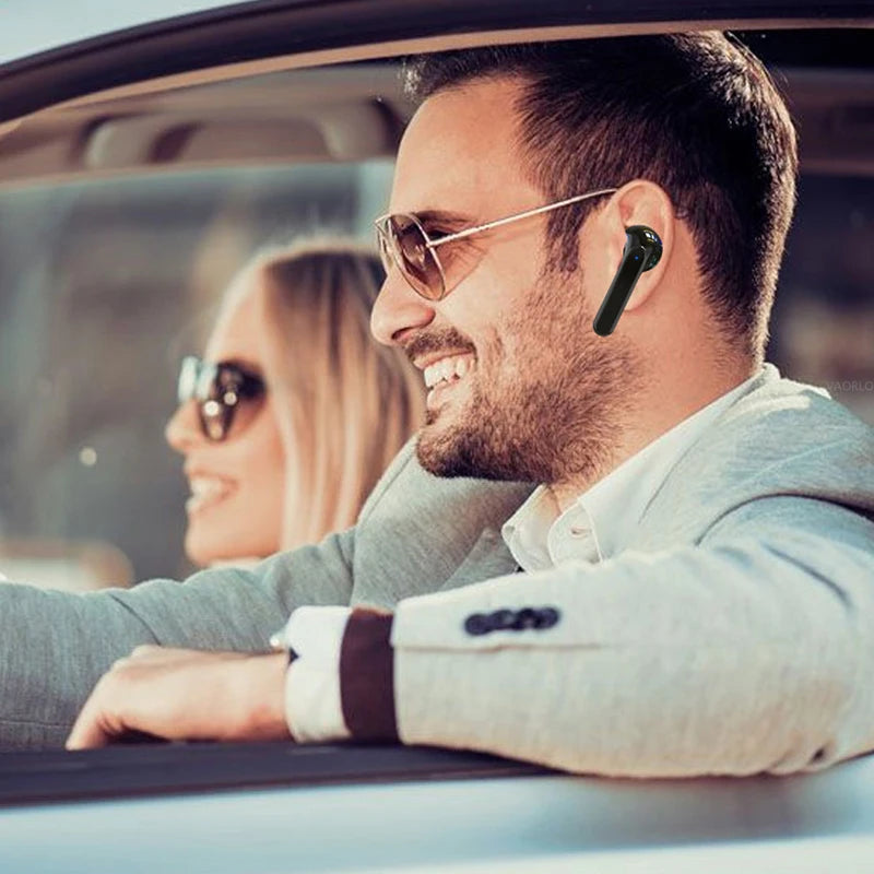 Bluetooth 5.1 Wireless Headset Business Earphone With HD Mic Handsfree Call Vibration Reminder Ear-Hook Sports Driving Headphone