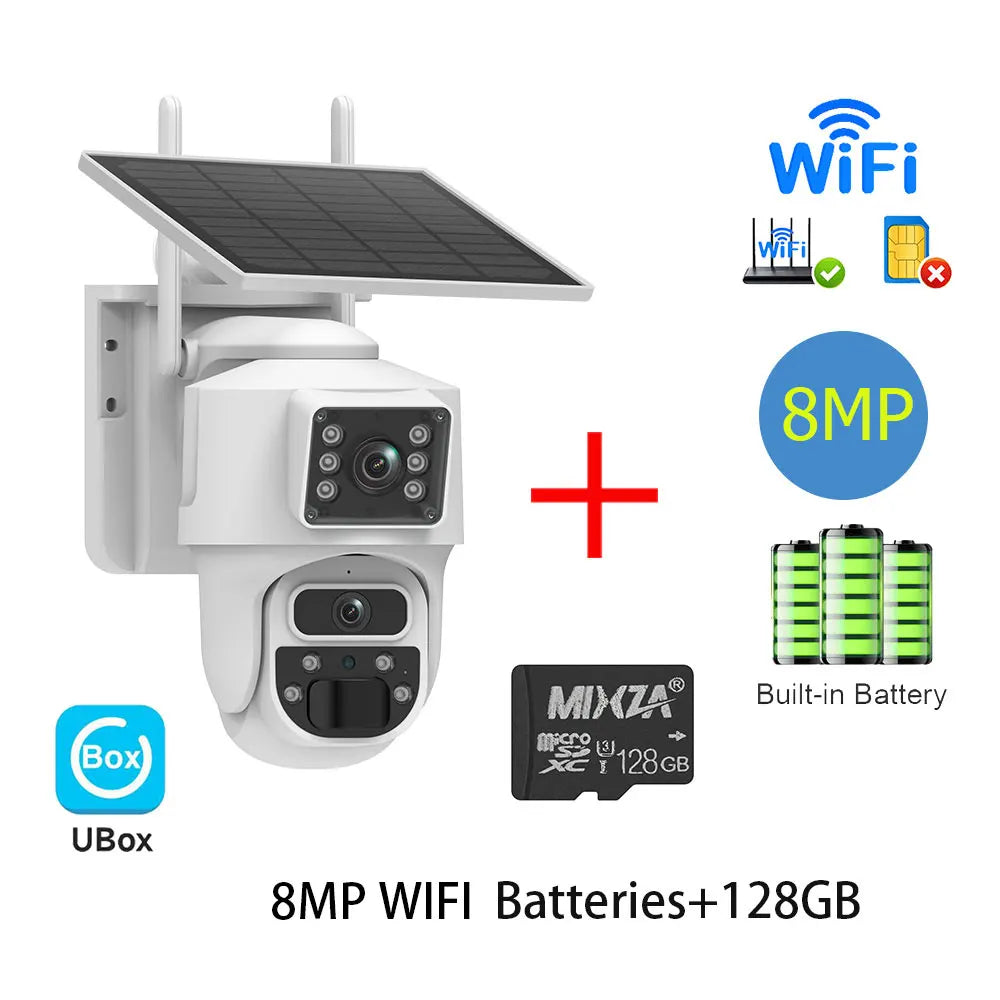 INQMEGA 8MP 4K Solar Wirelesss IP Camera With Battery Outdoor HD 4MP Dual Lens WiFi IP Camara Solar Panel CCTV Security Factroy