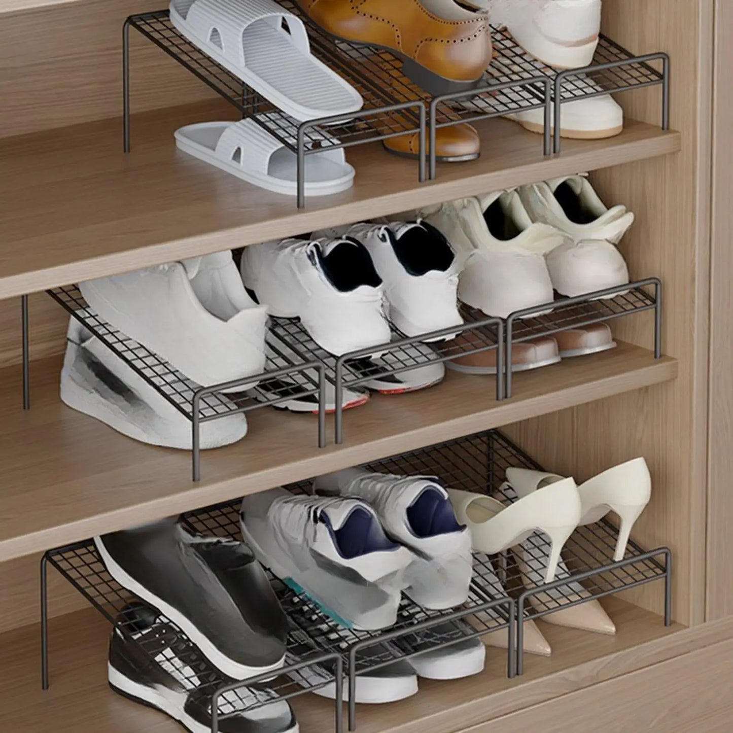 Household Shoe Cabinet Storage Artifact Space-Saving Folding Shoe Rack Layered Partition Simple Double-Layer Shoe Rack