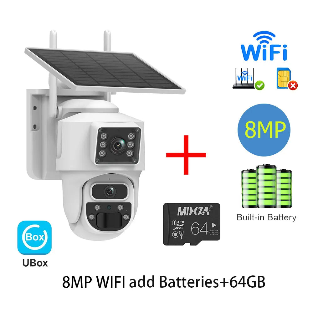 INQMEGA 8MP 4K Solar Wirelesss IP Camera With Battery Outdoor HD 4MP Dual Lens WiFi IP Camara Solar Panel CCTV Security Factroy