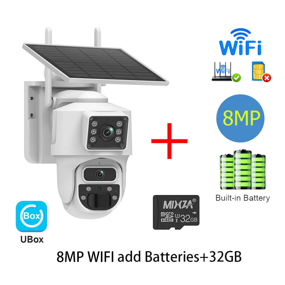 INQMEGA 8MP 4K Solar Wirelesss IP Camera With Battery Outdoor HD 4MP Dual Lens WiFi IP Camara Solar Panel CCTV Security Factroy