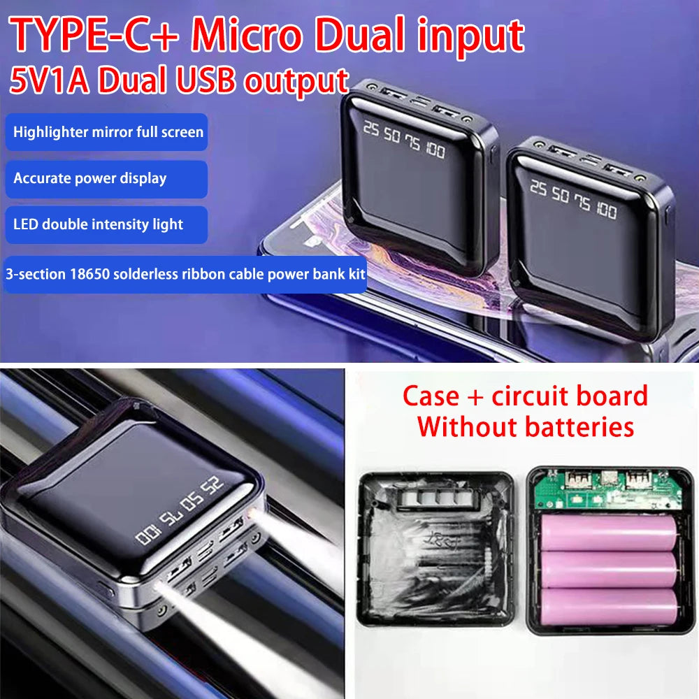 Type-C 3*18650 Battery Holder Power Bank Battery Box Mobile Phone Charger DIY Shell Case Charging Storage Case For SmartPhones
