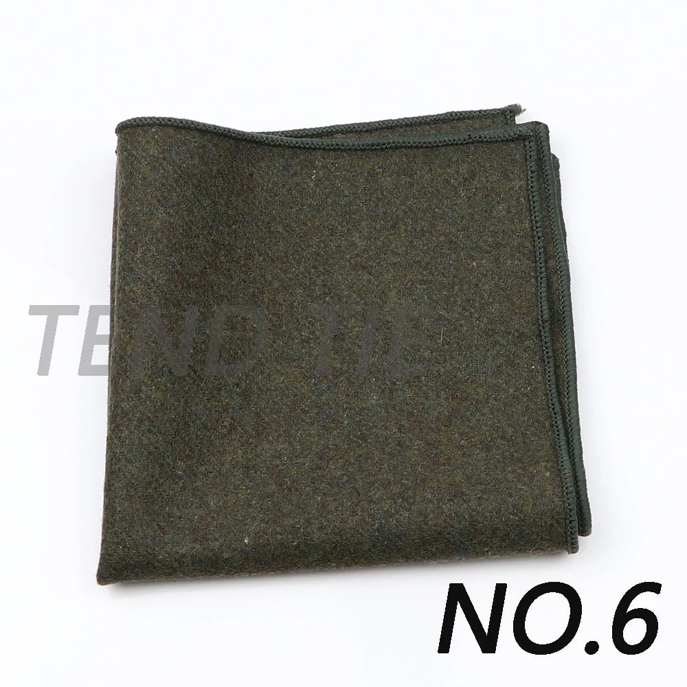 Fashion Mens  Wool Formal Clothing Pocket Square Man Wedding Solid Color Striped Handkerchief Dark Color