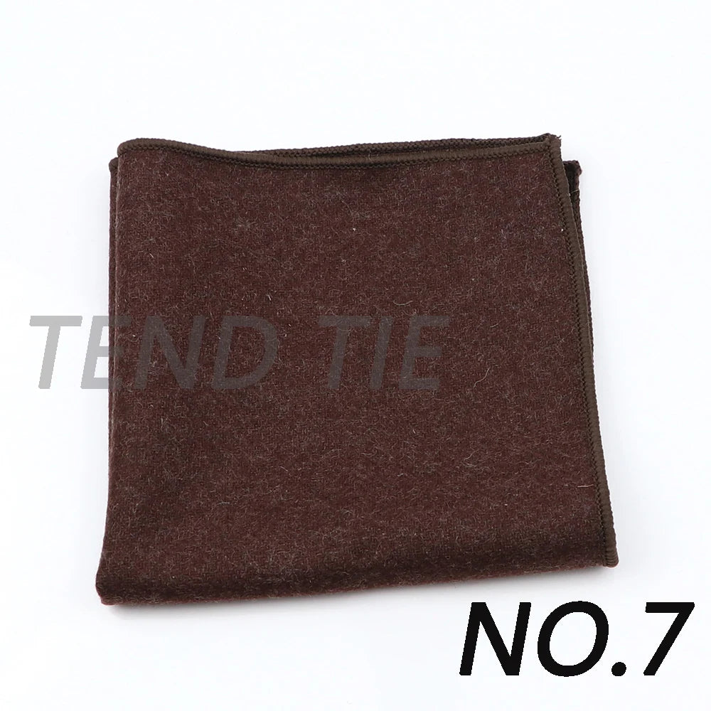 Fashion Mens  Wool Formal Clothing Pocket Square Man Wedding Solid Color Striped Handkerchief Dark Color