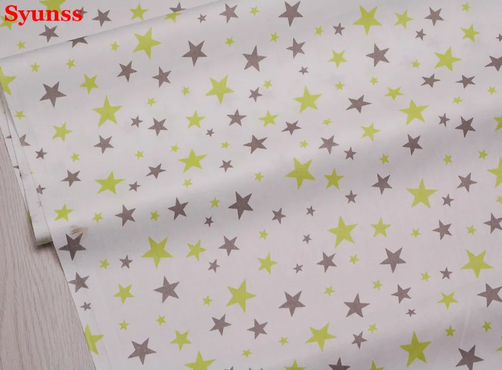 Twill Cotton Fabric with Stars and Wave Print, DIY Sewing, Patchwork Quilting, Fat Quarters Tecido Cloth, Tilda, Sheet Textiles