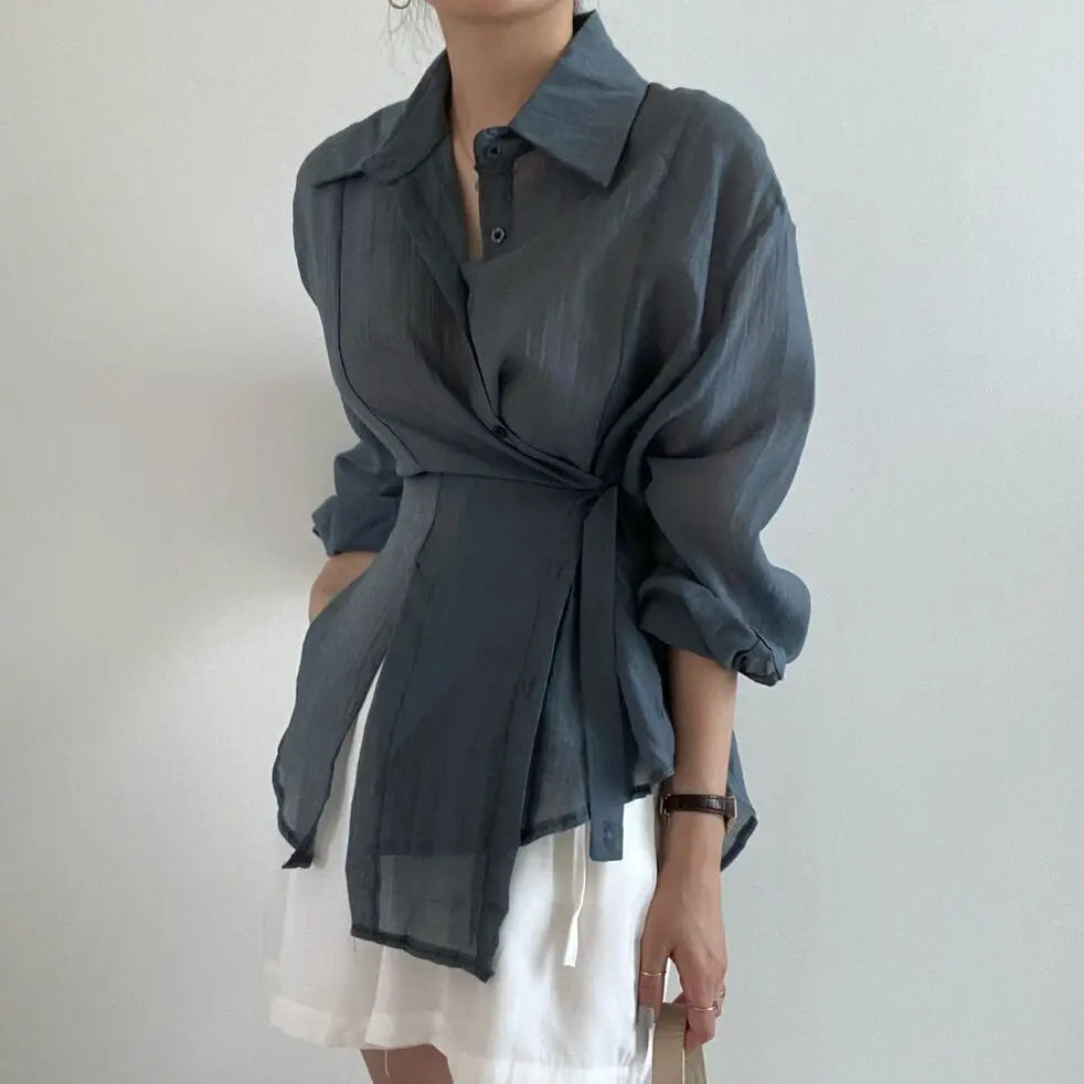 2025 Fashion Elegant Office Lady Long Sleeve Women Shirts Casual Loose Sunscreen Blouses Autumn New Vintage Tops SwiftNest