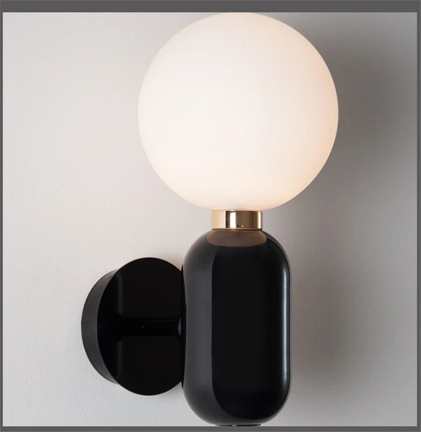 Bedroom Bedside Big Ball Glass Wall Lamps Study LED Sconces Wall Lighs Modern Aisle Corridor Balcony Nordic Living Room Fixtures