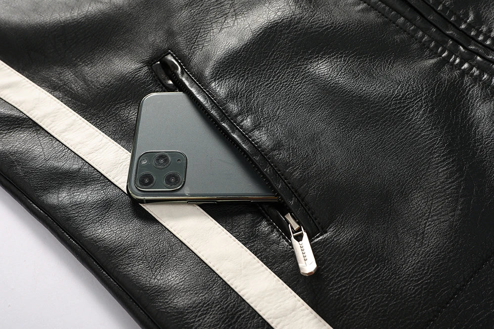 جاكيت رجالي كلاسيكي للدراجات النارية 2024 جاكيت جلدي جديد لراكبي الدراجات النارية، معطف شتوي من الصوف الصناعي