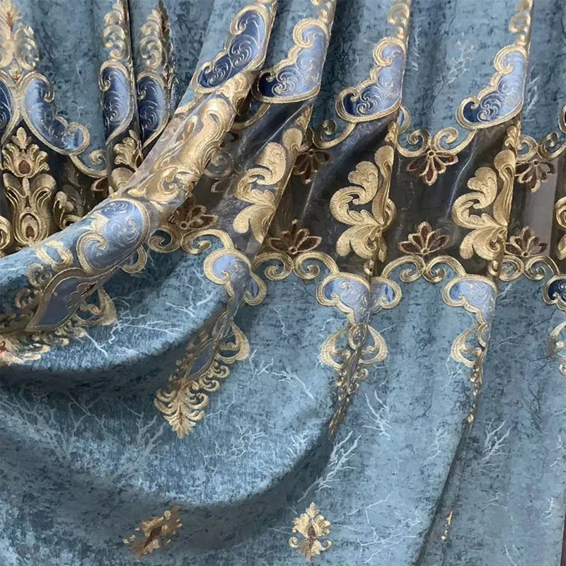 ستائر على الطراز الأوروبي لغرفة المعيشة وغرفة الطعام وغرفة النوم، تطريز فاخر من قماش التول الفاخر، نافذة دراسة، ستارة مخصصة