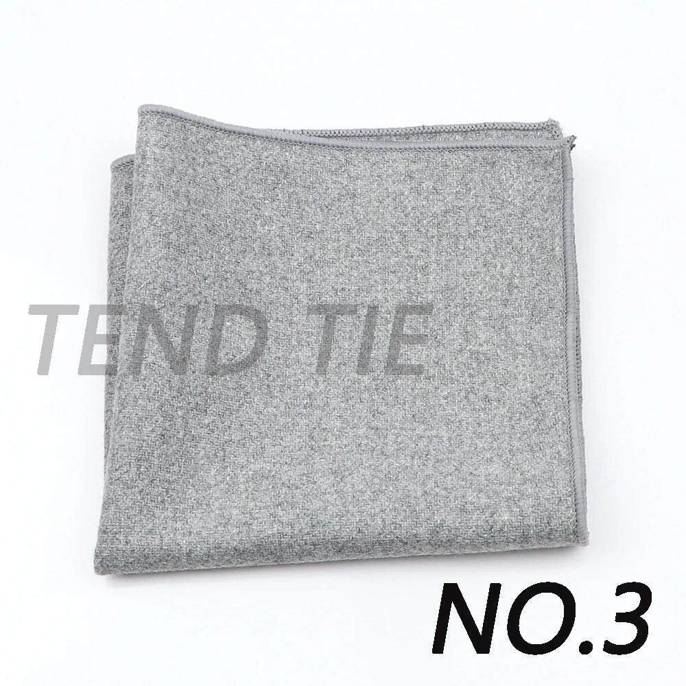 Fashion Mens  Wool Formal Clothing Pocket Square Man Wedding Solid Color Striped Handkerchief Dark Color