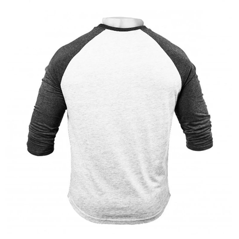 Mens Casual Brand Comfortable Sporting Clothing Print T-Shirt  Autumn Pullover O-Neck Fashion TShirts Slim Fit 3/4 Sleeve TShirt