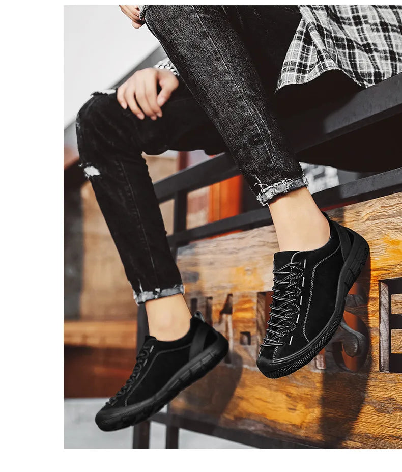 Genuine Leather Men's Shoes Outdoor Non-slip Sneakers Breathable Large Size Casual Shoes Fashion Flats Boat Shoes Men Loafers