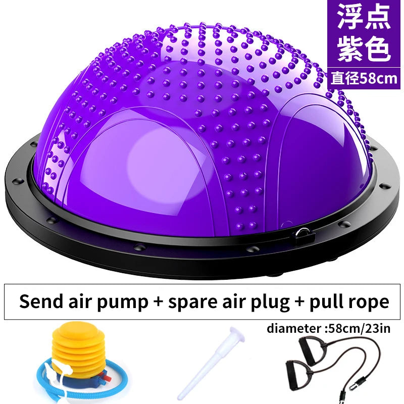 كرة بيلاتيس داخلية جديدة بتصميم موجة سرعة تدريب نصف الكرة المتوازنة وكرة تدليك اليوجا مع قاعدة