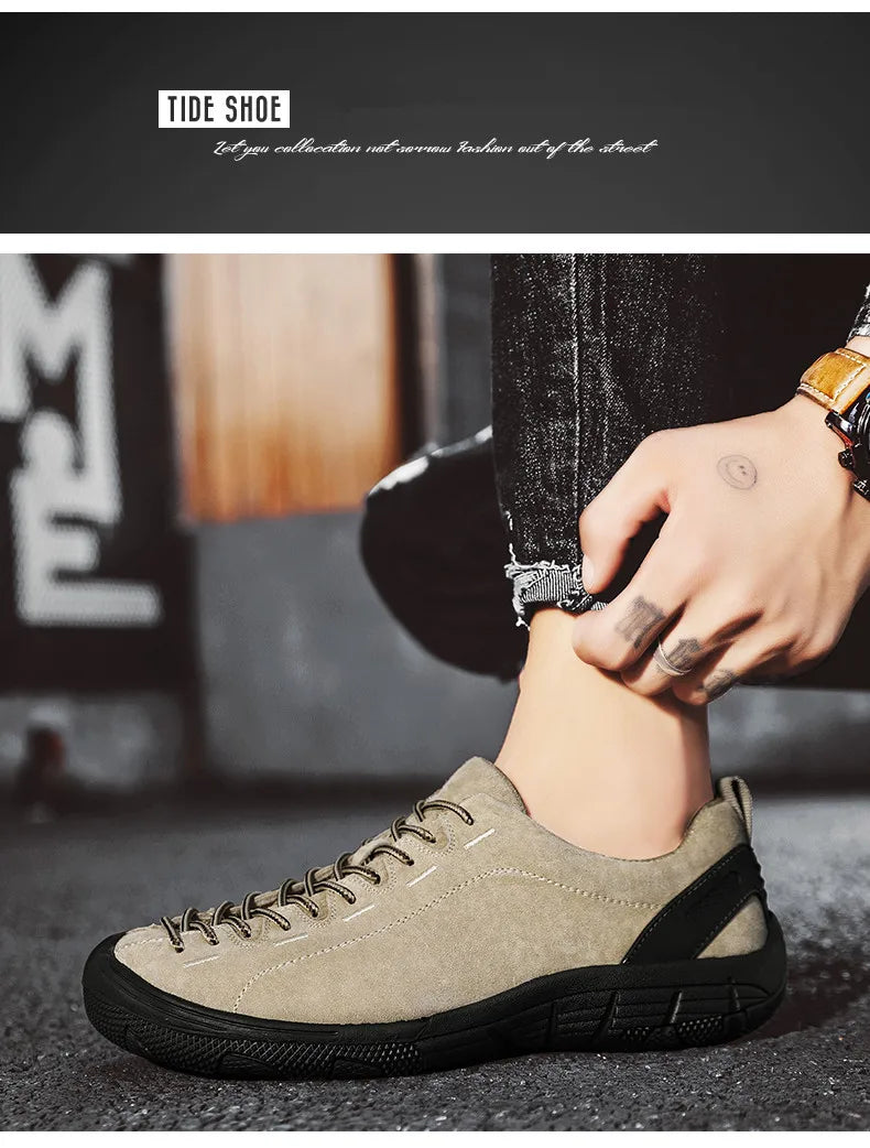 Genuine Leather Men's Shoes Outdoor Non-slip Sneakers Breathable Large Size Casual Shoes Fashion Flats Boat Shoes Men Loafers