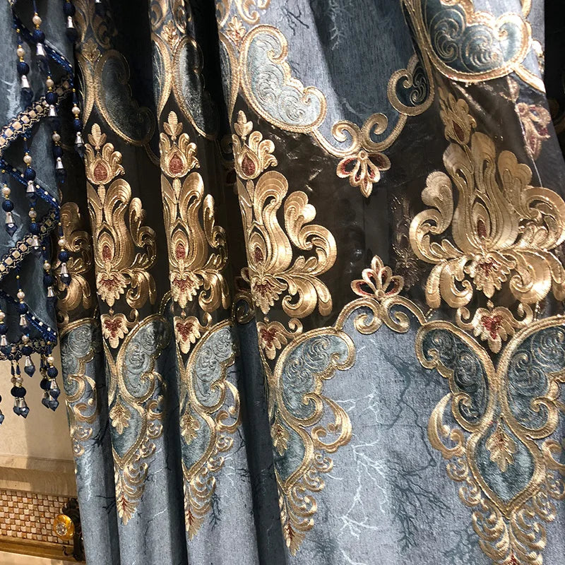 ستائر على الطراز الأوروبي لغرفة المعيشة وغرفة الطعام وغرفة النوم، تطريز فاخر من قماش التول الفاخر، نافذة دراسة، ستارة مخصصة