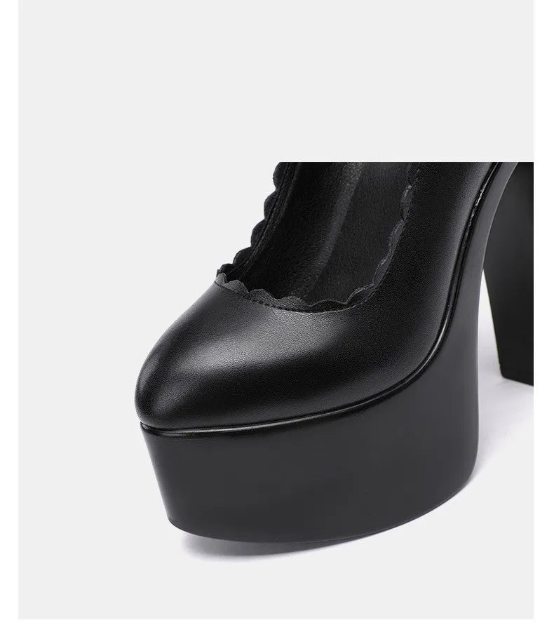 15cm Small Size 32-43 Extremem Block High Heels Shoes 2025 Fall Shallow Thick Chunky Platform Shoes Women Pumps Sexy Model Party