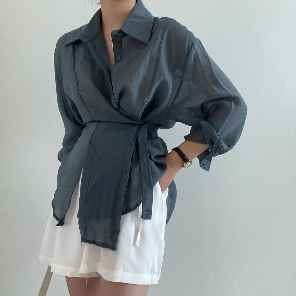 2025 Fashion Elegant Office Lady Long Sleeve Women Shirts Casual Loose Sunscreen Blouses Autumn New Vintage Tops SwiftNest