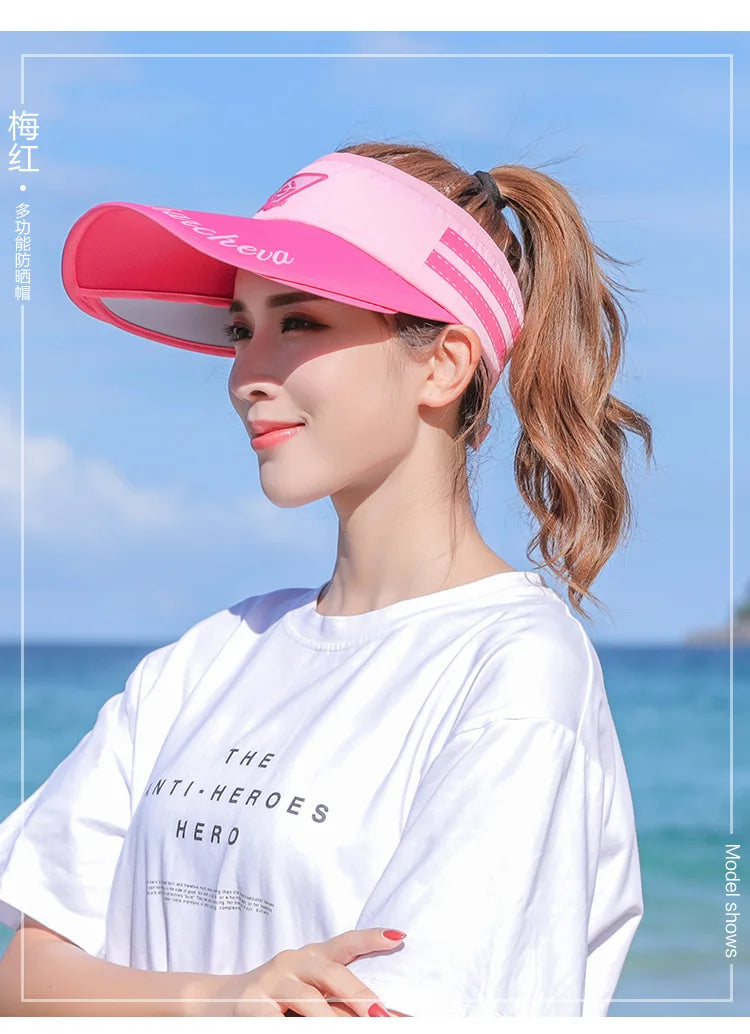 New Sports Female Summer Outdoor Sun Hat Stretchable Empty Top Sun Visor Hats UV Hat Large Brim Sun hat