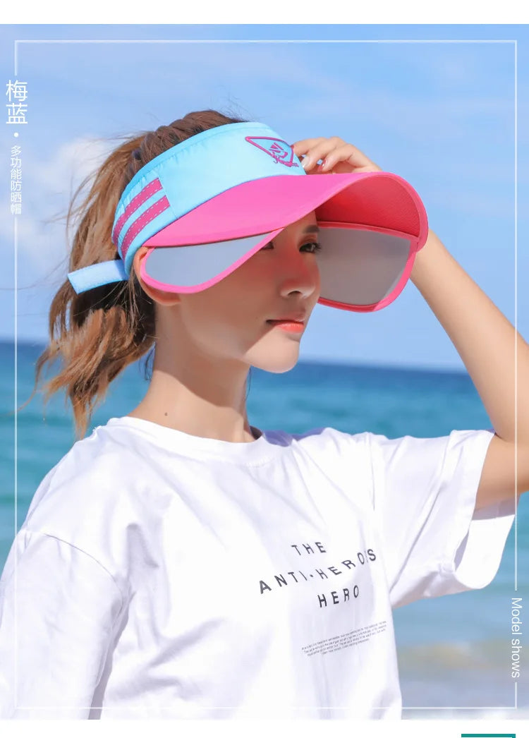 New Sports Female Summer Outdoor Sun Hat Stretchable Empty Top Sun Visor Hats UV Hat Large Brim Sun hat