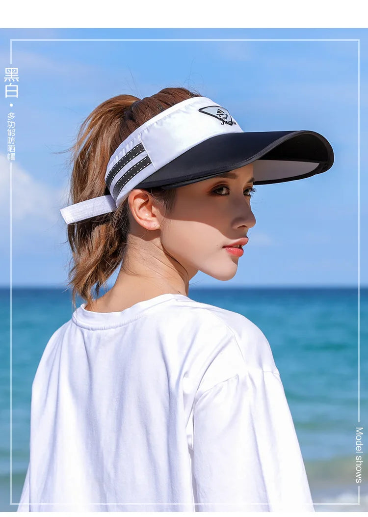 New Sports Female Summer Outdoor Sun Hat Stretchable Empty Top Sun Visor Hats UV Hat Large Brim Sun hat