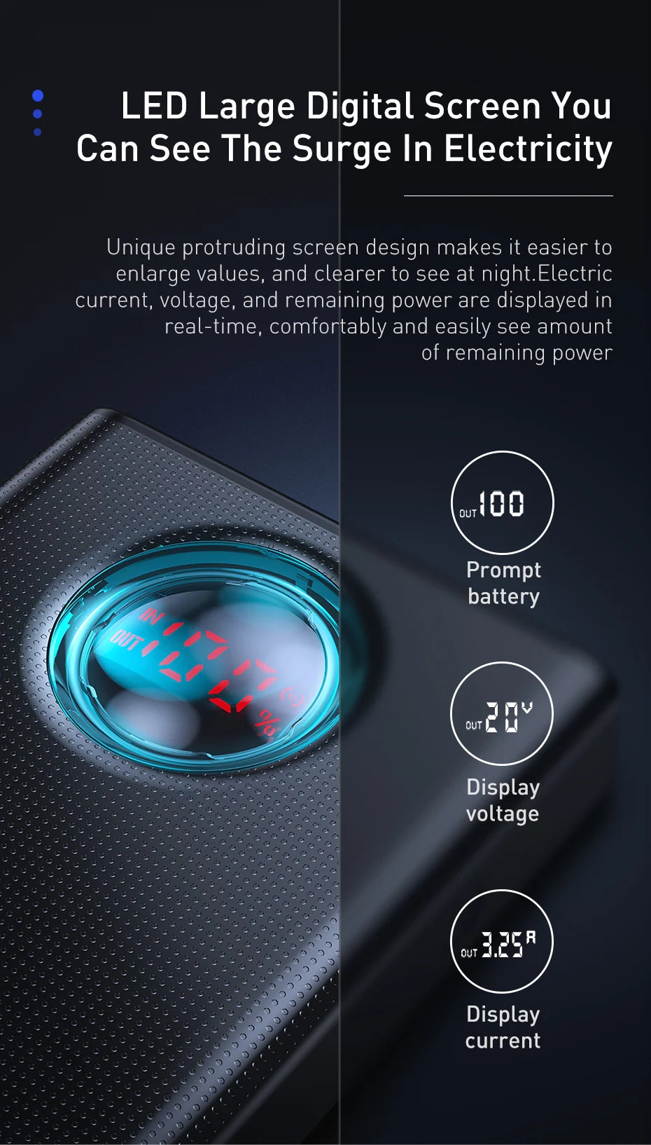 Baseus 65W Power Bank 30000mAh PD Quick Charge FCP SCP Powerbank Portable External Charger For Smartphone Laptop iPhone Tablet