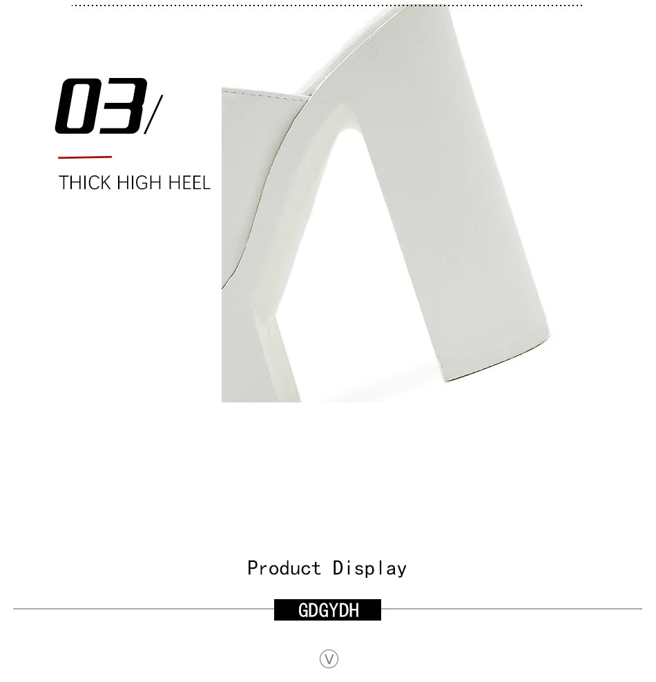 Gdgydh Square Heel Platform Mules Women Outdoor Slippers Peep Toe Slip On Sandals Shoes Slingbacks Black White Great Quality