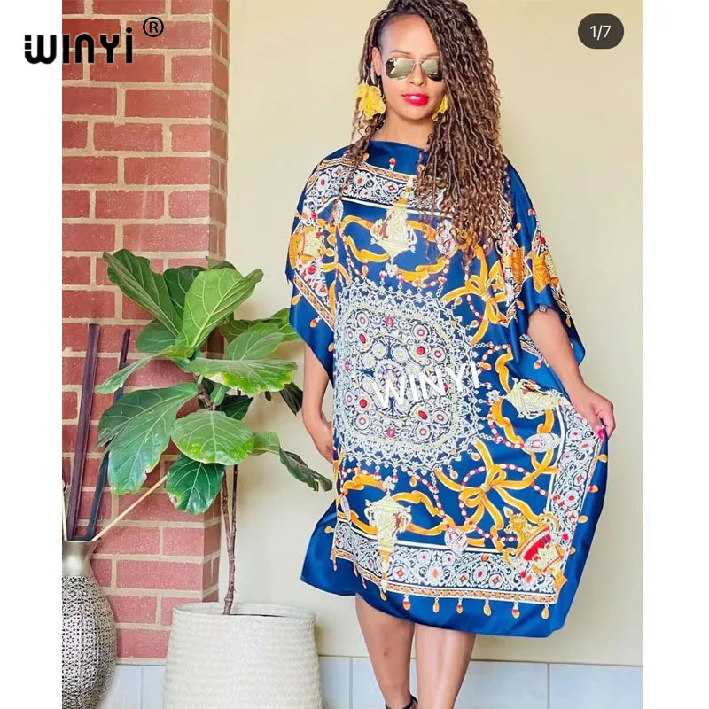 فساتين مطبوعة للنساء 2021 تصميم أزياء فستان فضفاض باتوينغ ماكسي طويل فيم فيستدوس صيف خريف حفلة فستان أنيق