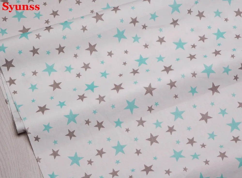 Twill Cotton Fabric with Stars and Wave Print, DIY Sewing, Patchwork Quilting, Fat Quarters Tecido Cloth, Tilda, Sheet Textiles