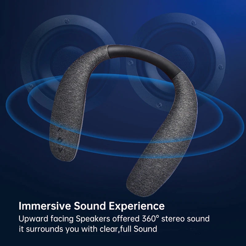 مكبرات صوت بلوتوث، سماعات لاسلكية قابلة للارتداء حول الرقبة، مكبرات صوت لاسلكية للاستخدام الخارجي، صوت ستيريو ثلاثي الأبعاد حقيقي لمدة 10 ساعات مع ميكروفون